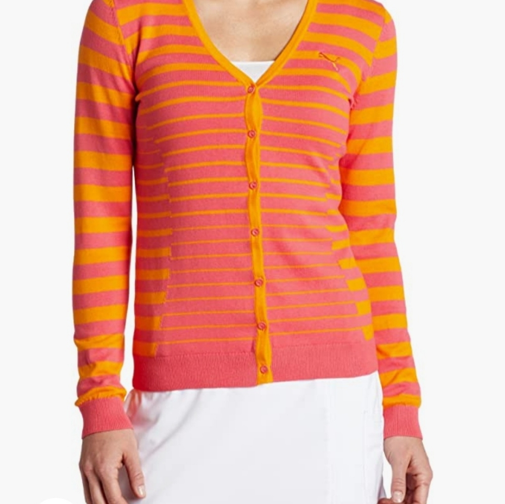 Puma Women's Golf Striped Cardigan, Size XS